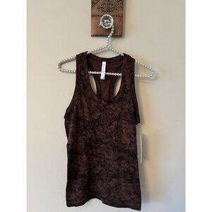 NWT Athleta Womens Size Small Brown Black Floral Seamless Momentum Tank Top